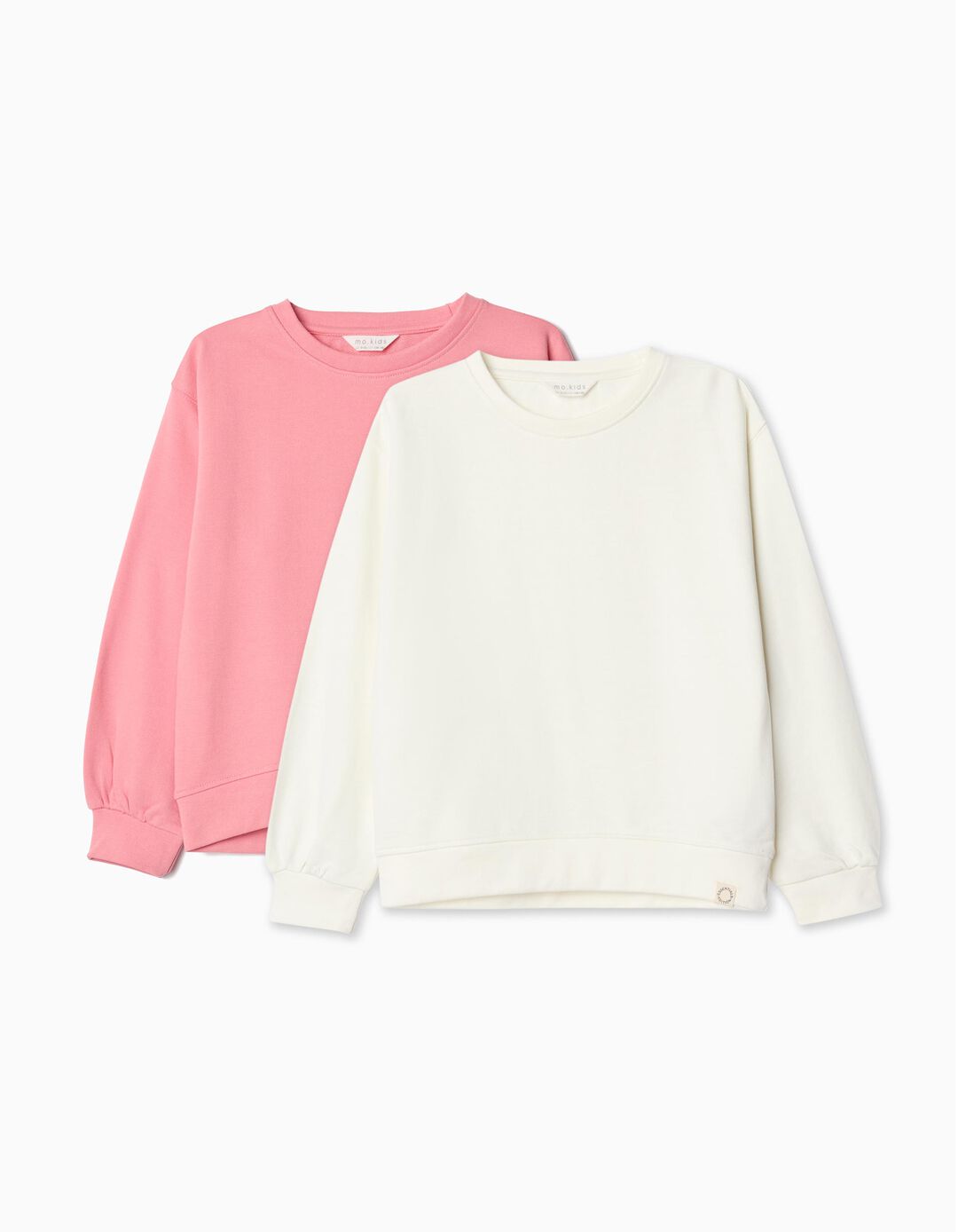 Pack 2 Sweatshirts de Felpa, Menina, Rosa Claro/Bege Claro
