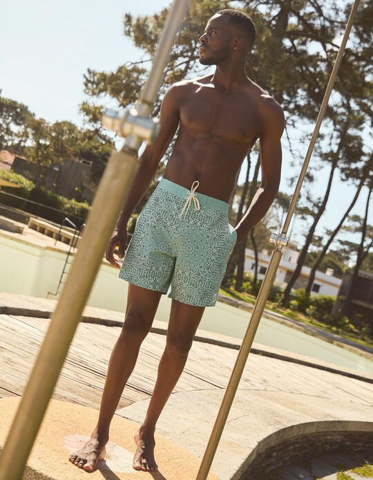 Comprar Online Calções de Banho Estampados, Homem, Verde