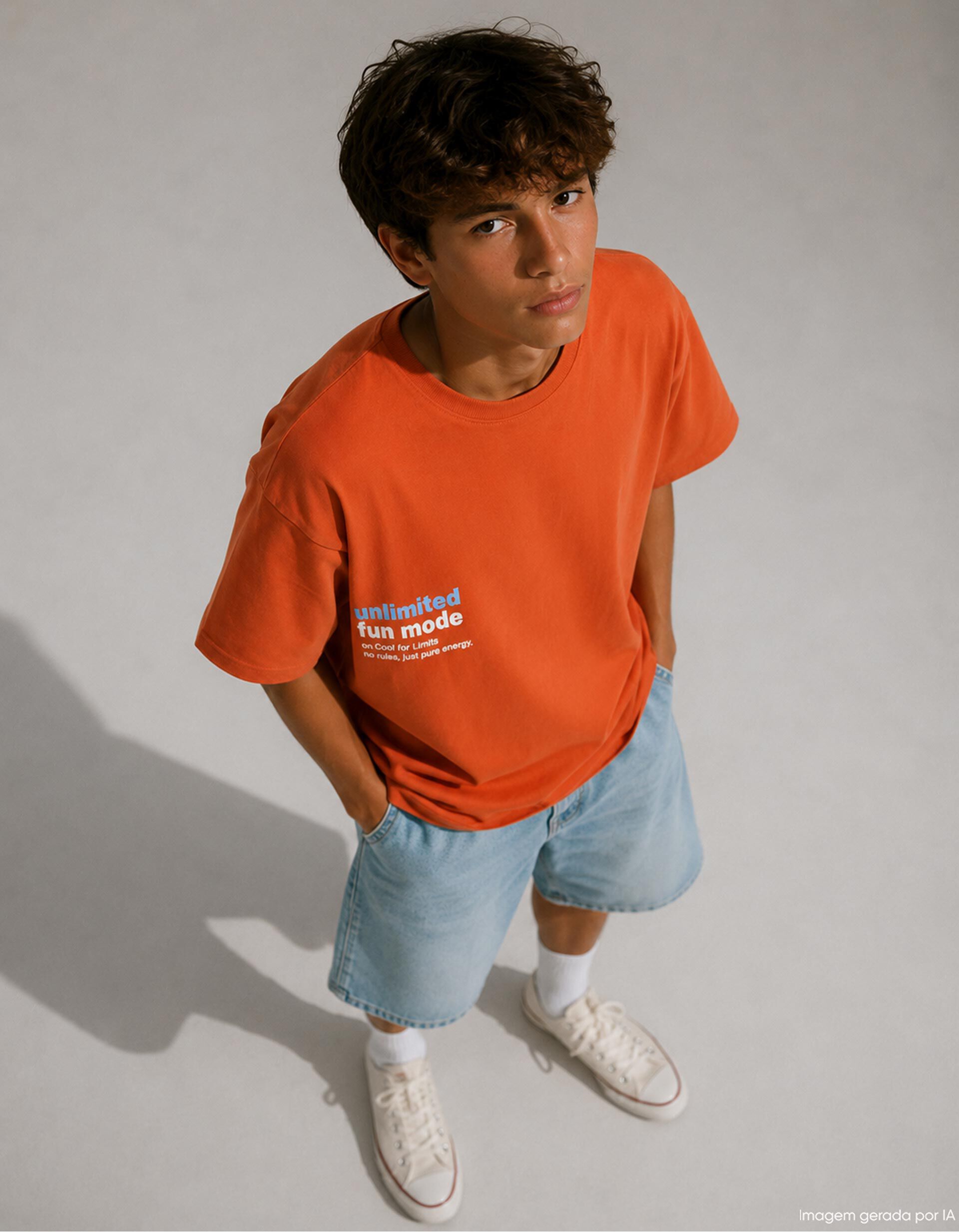 Comprar Online T-shirt Estampada, Menino, Laranja Escuro