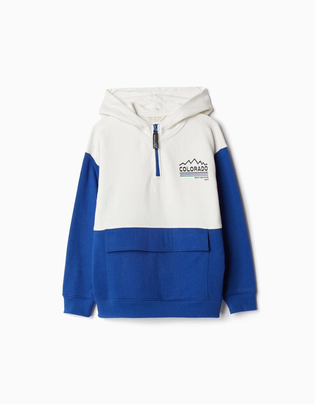 Sweatshirt Capuz Bolso, Menino, Azul
