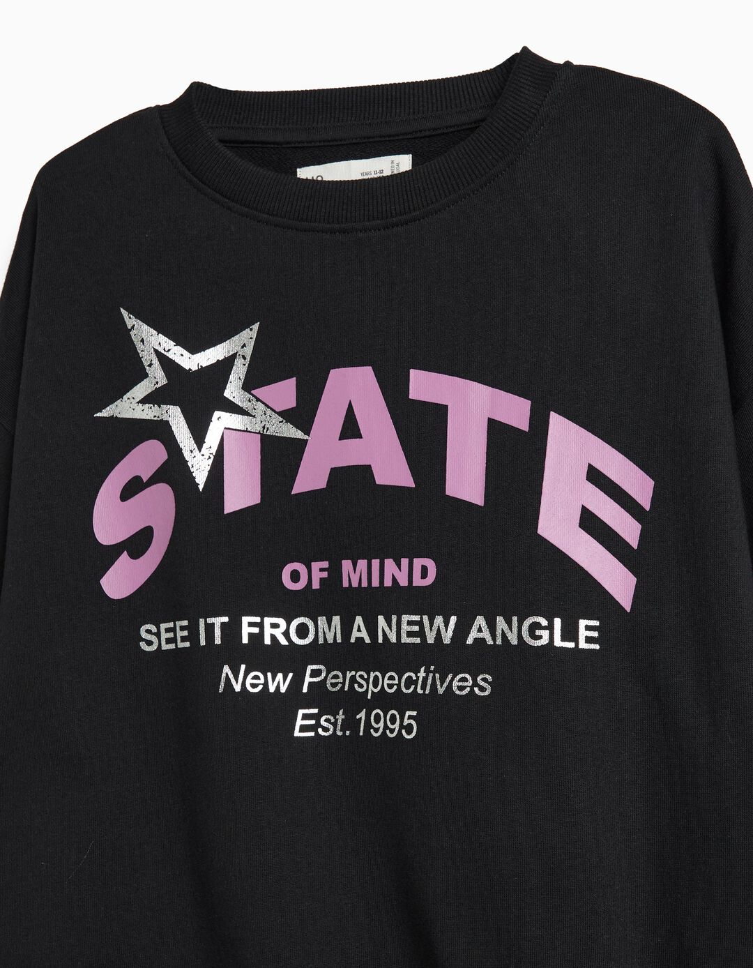 Sweatshirt Com Estampado, Menina, Preto