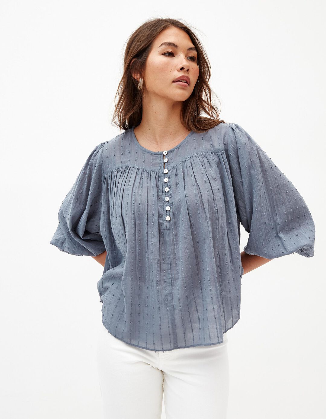Blusa de Algodão, Mulher, Azul