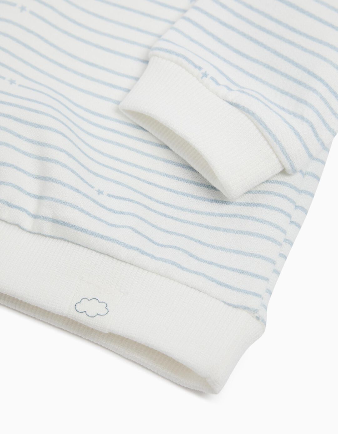 Sweatshirt de Felpa Riscas, Recém-nascido, Cinzento Claro