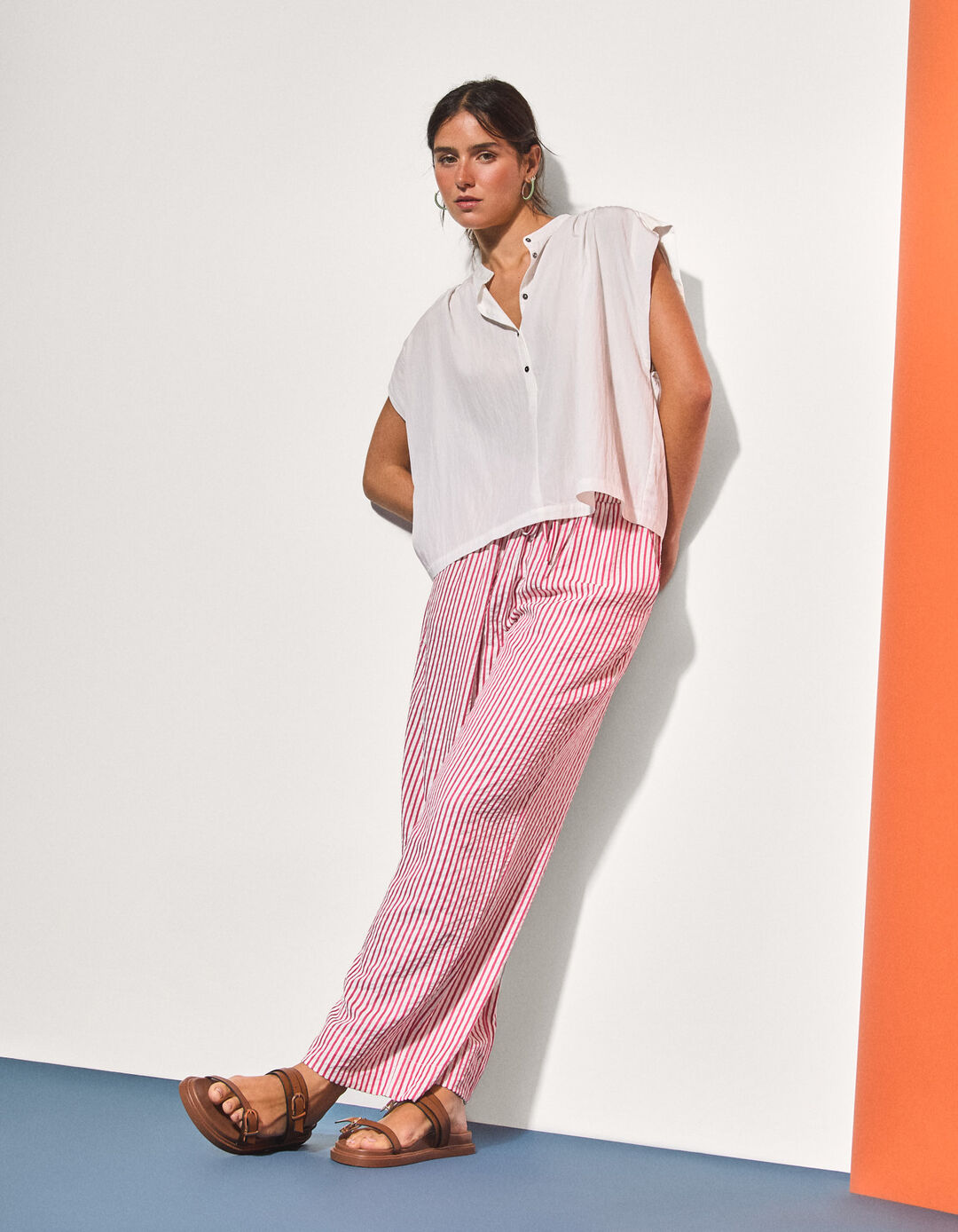 Blusa com Liocel, Mulher, Bege Claro 