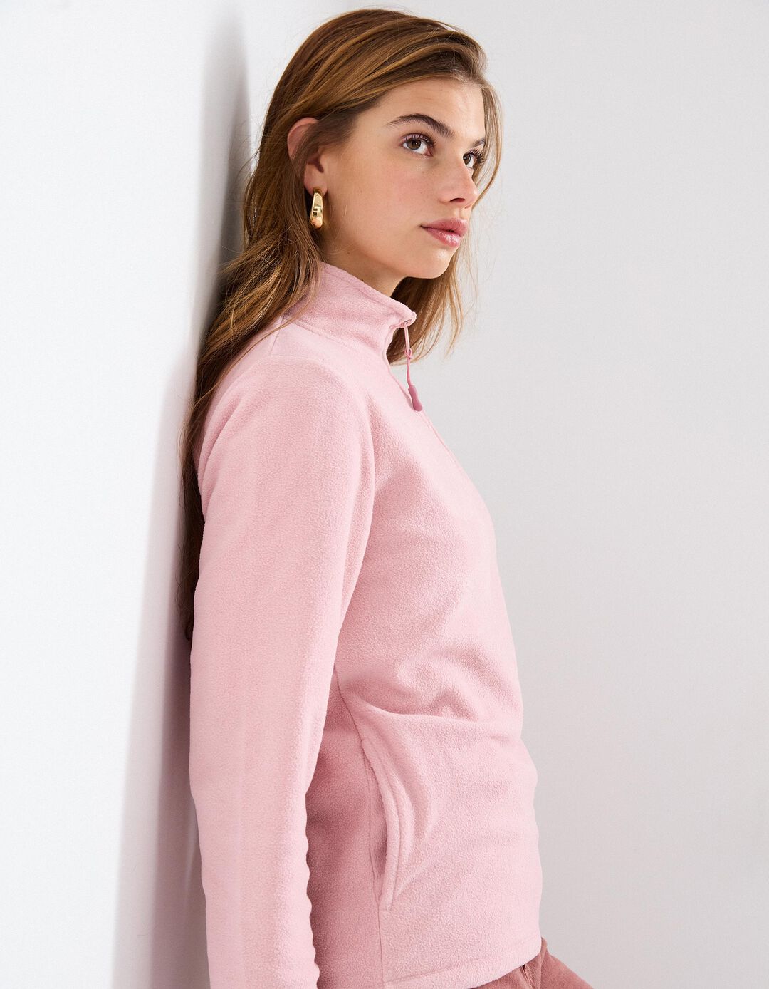 Camisola Polar com Fecho, Mulher, Rosa