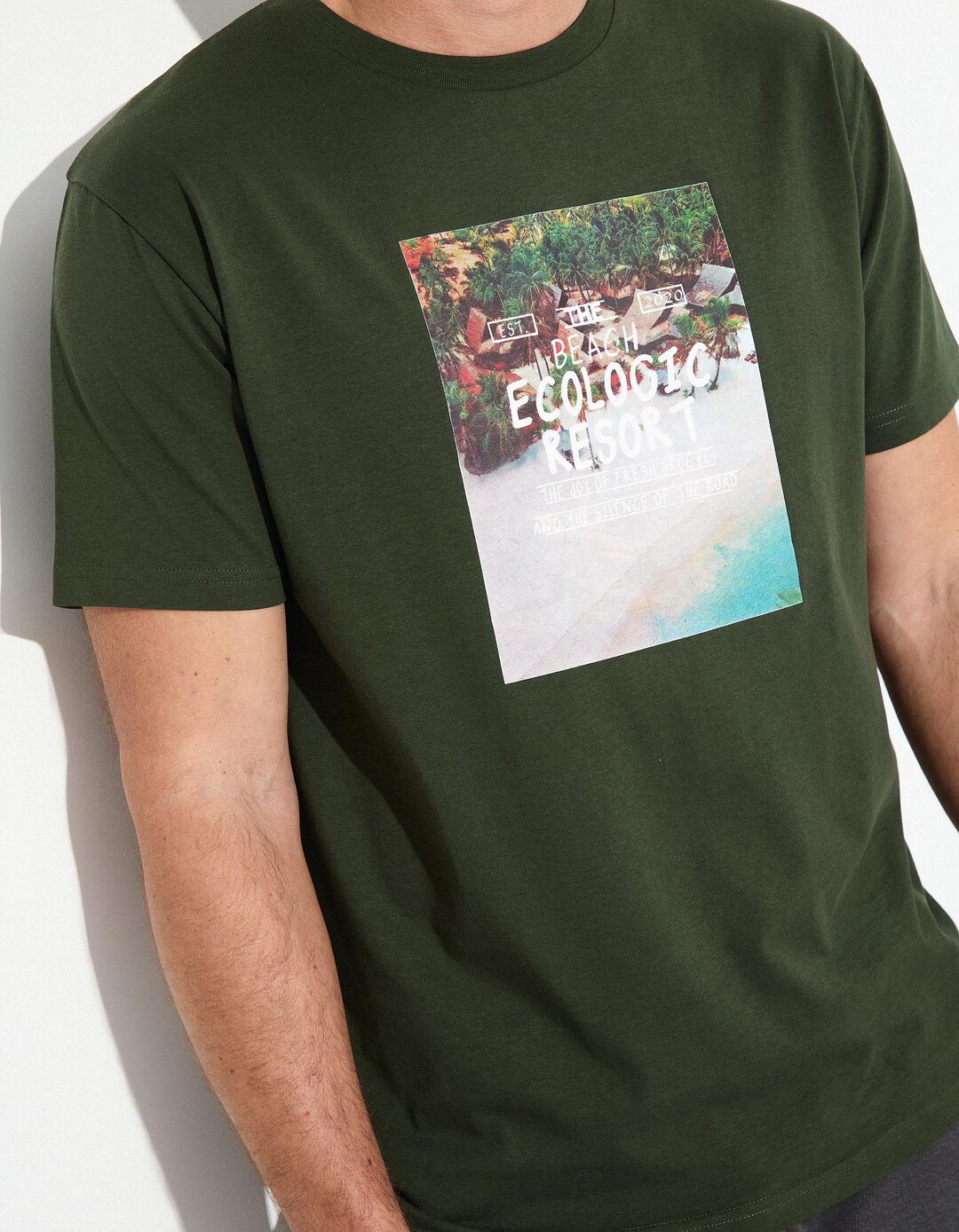 T-shirt Jersey Print, Homem, Verde Escuro