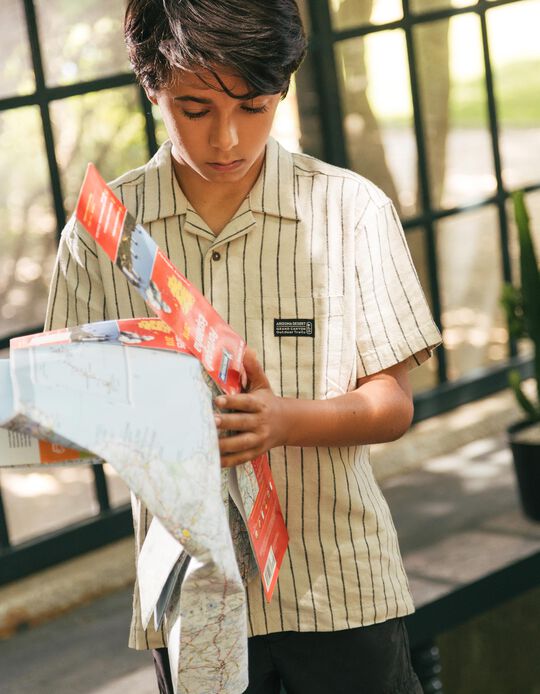 Comprar Online Camisa com Linho, Menino, Bege Claro
