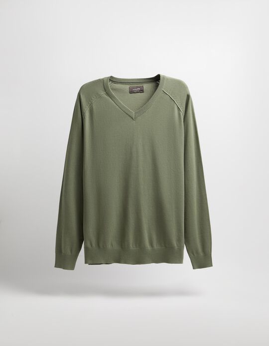 Comprar Online Camisola de Malha Decote em V, Homem, Verde