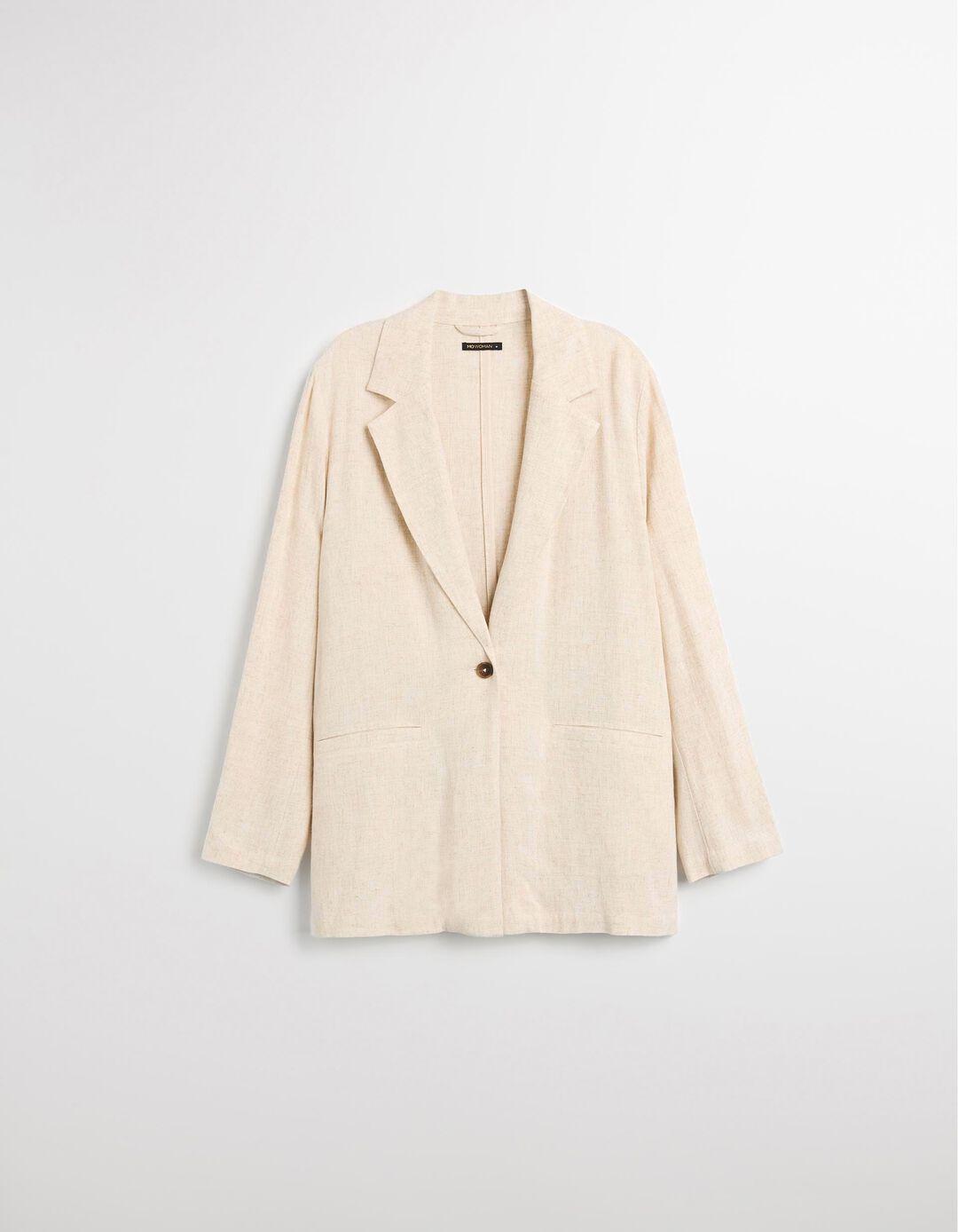 Blazer com Linho, Mulher, Bege