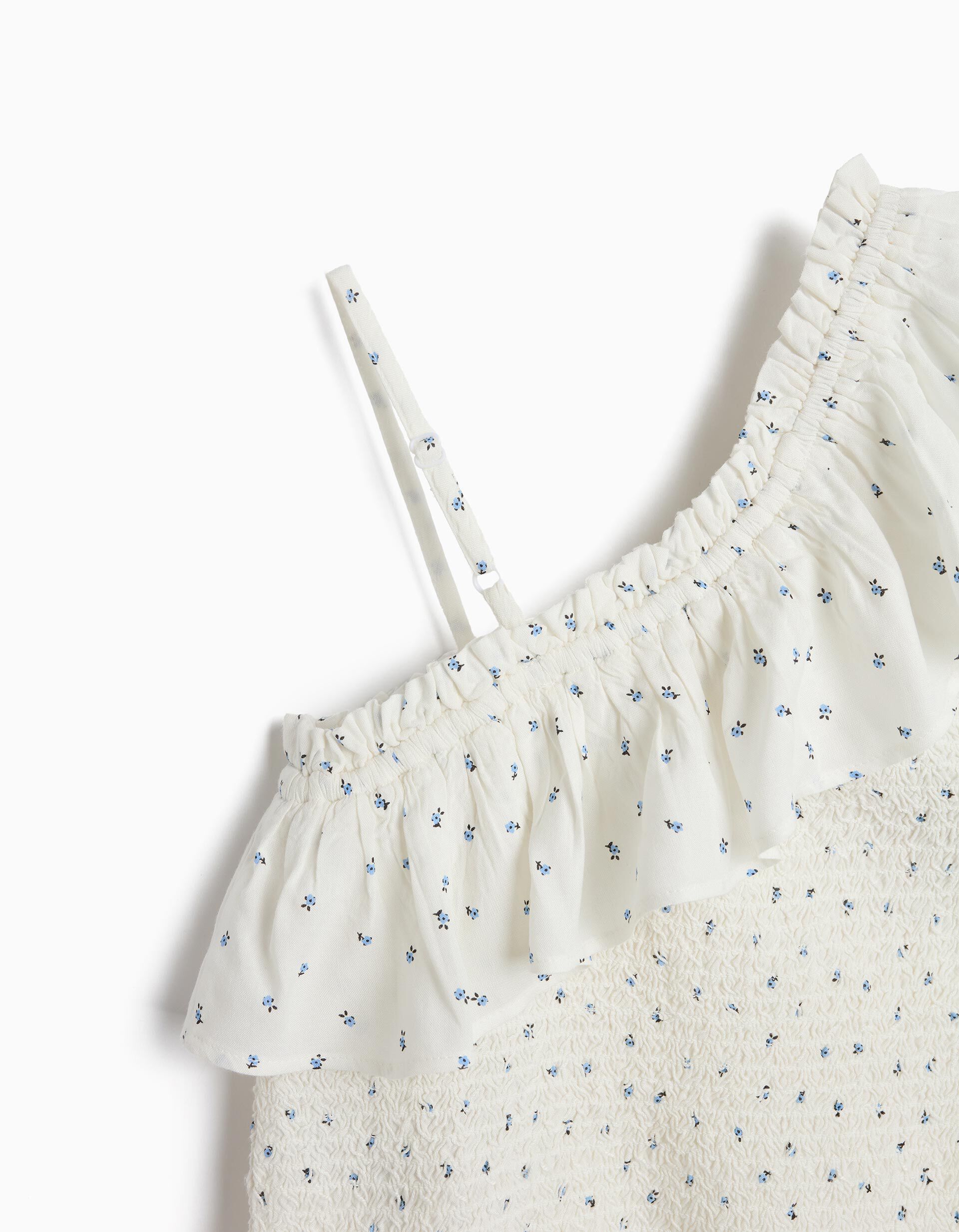 Comprar Online Top Assim&eacute;trico Com Folhos, Menina, Branco