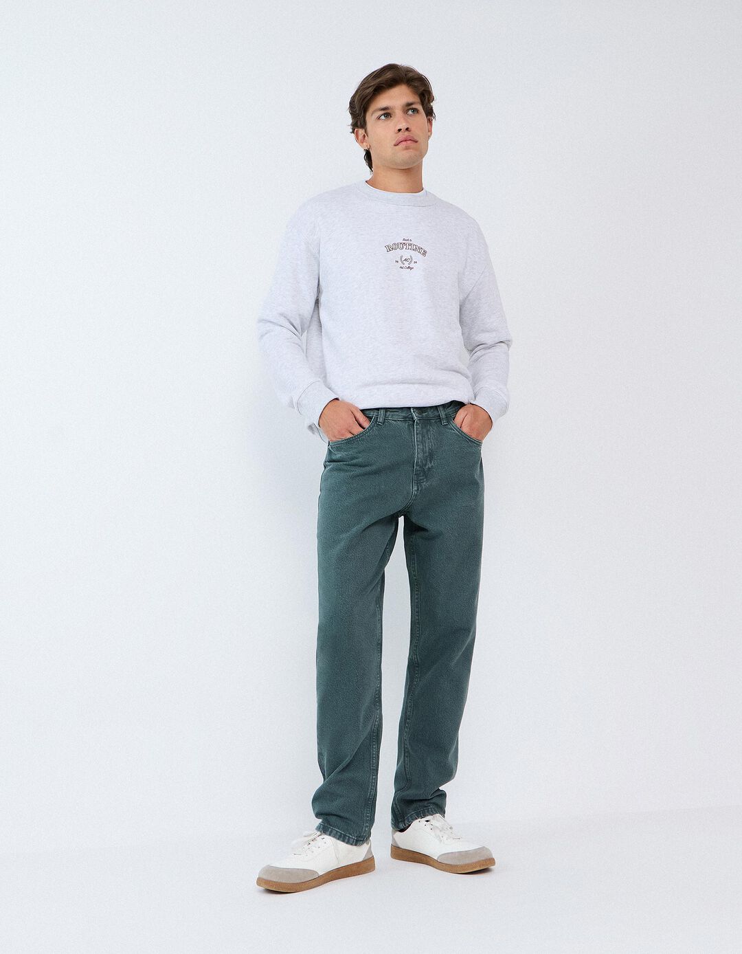 Cal&ccedil;as de Ganga Relaxed Fit, Homem, Verde Escuro