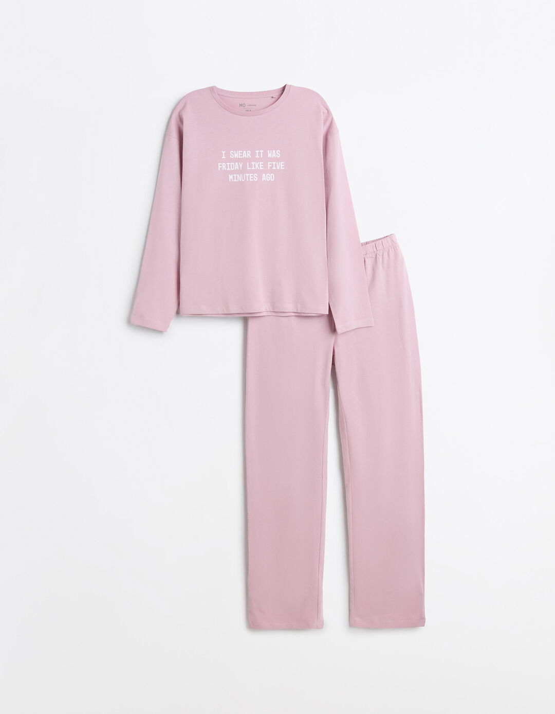 Pijama Jersey Estampado, Mulher, Rosa Claro