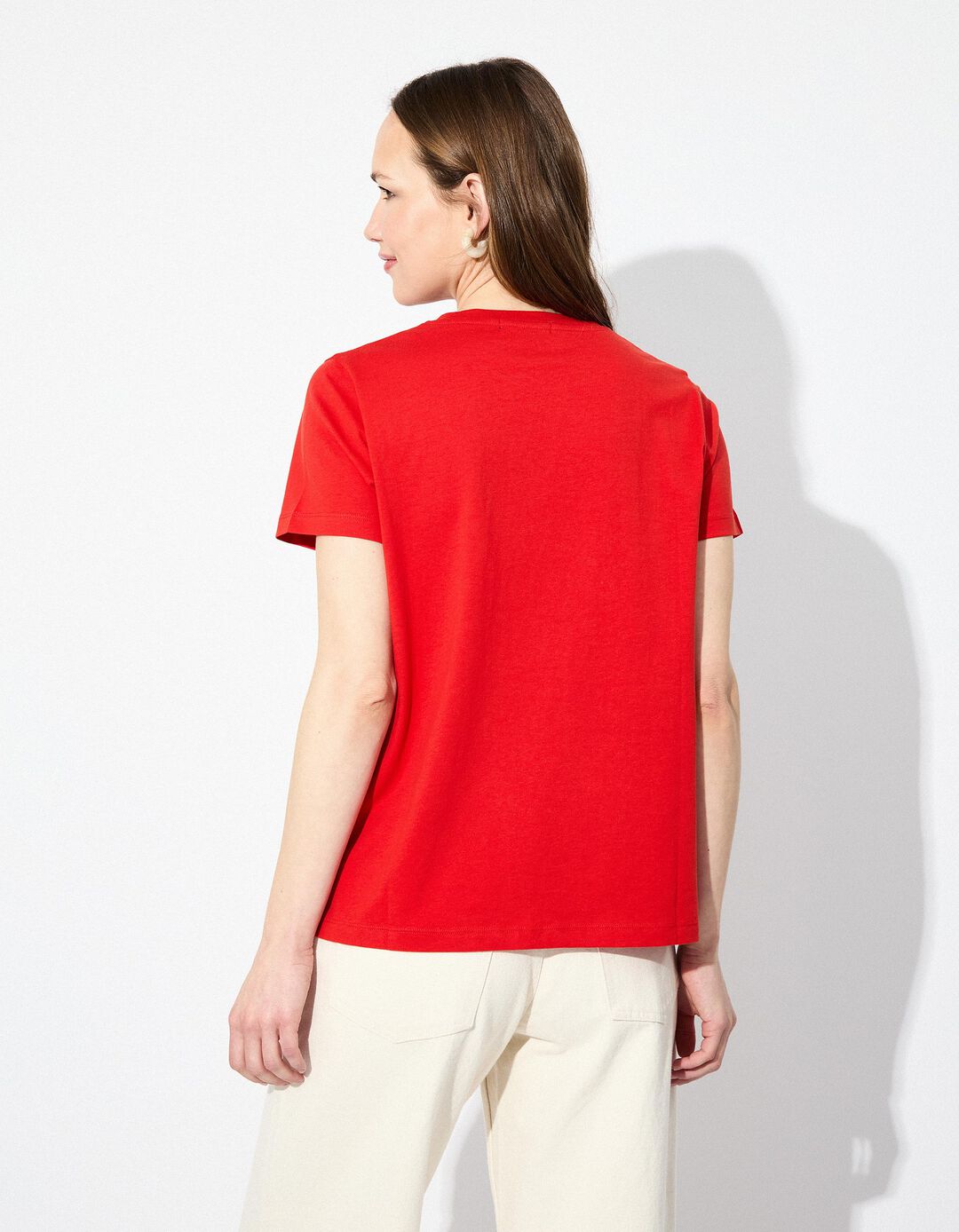 T-shirt Print, Mulher, Vermelho Claro 