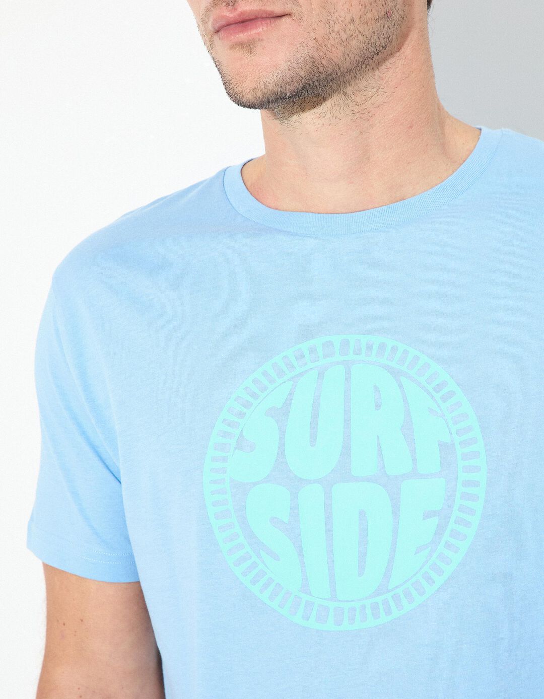 T-shirt Jersey Estampado, Homem, Azul Claro 