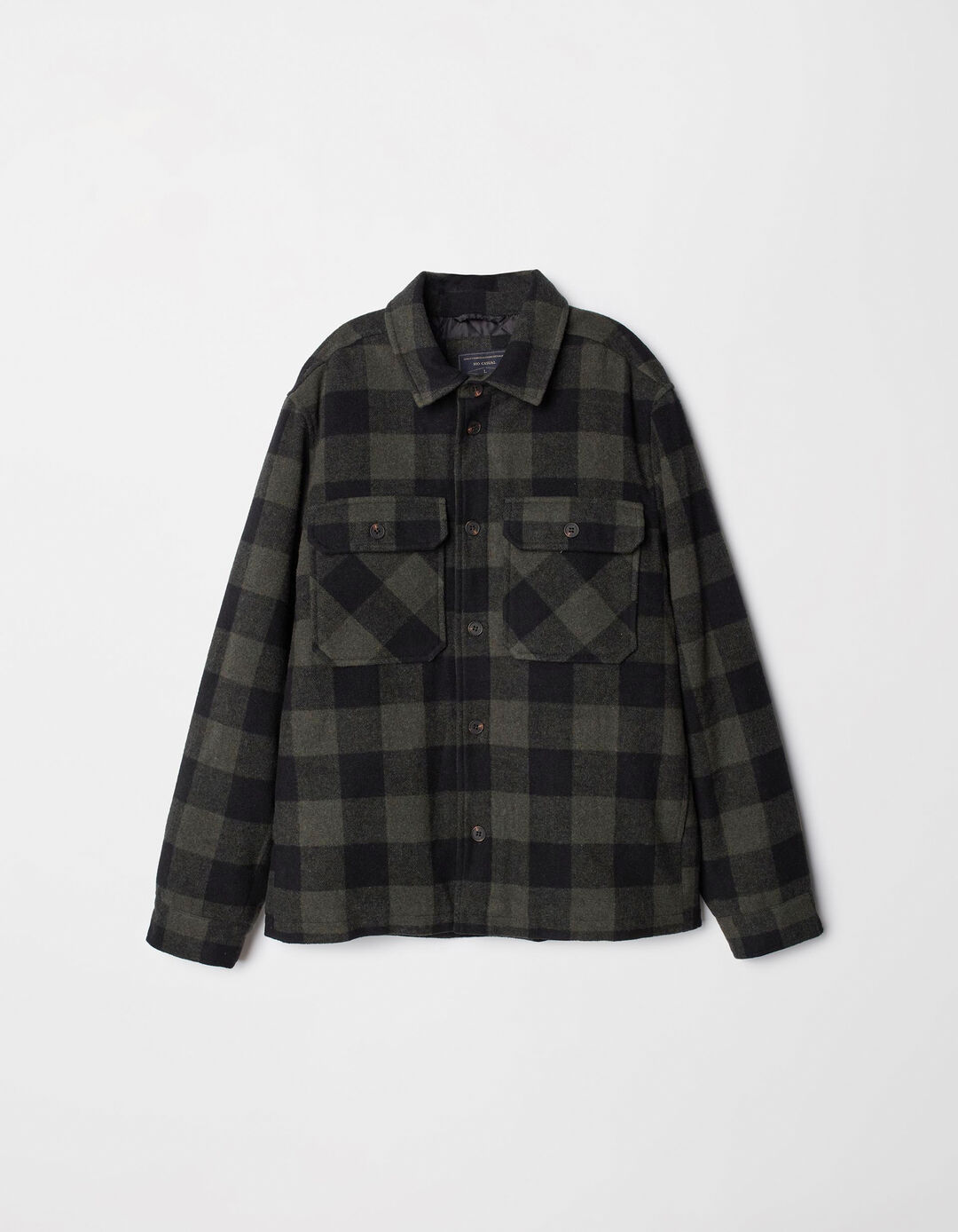 Sobrecamisa Mistura de Lã, Homem, Verde Escuro