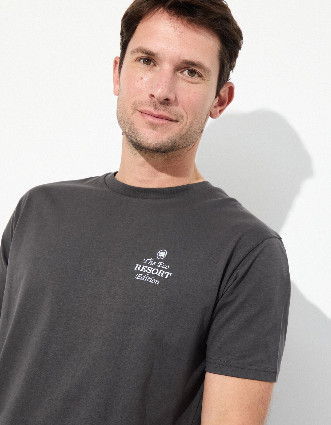 T-shirt Jersey Print, Homem, Cinzento Escuro 