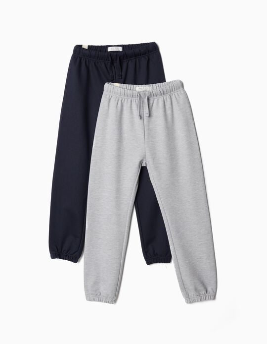 Comprar Online Pack 2 Calças de Felpa, Menino, Azul Escuro/Cinzento Claro