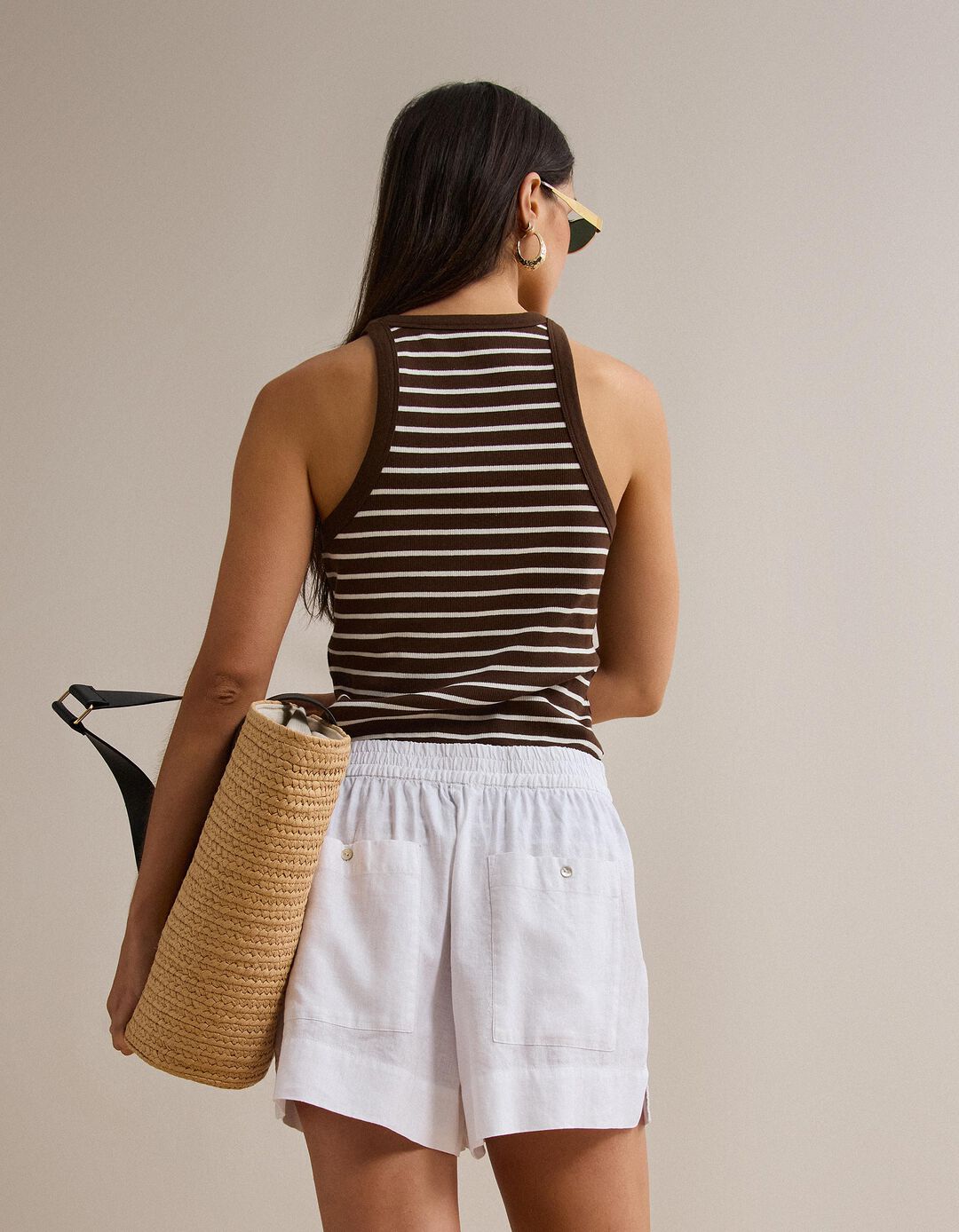 Tank Top Canelado, Mulher, Castanho Escuro