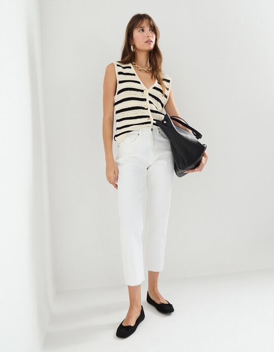 Comprar Online Calças de Ganga Flare, Mulher, Branco
