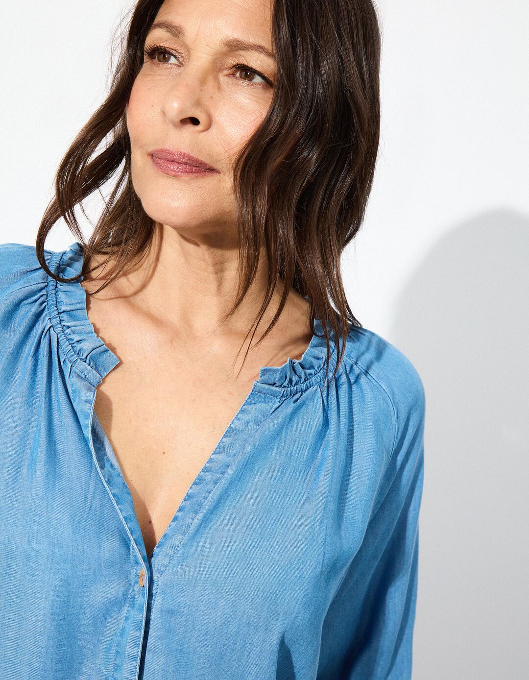 Blusa em Lyocell, Mulher, Azul