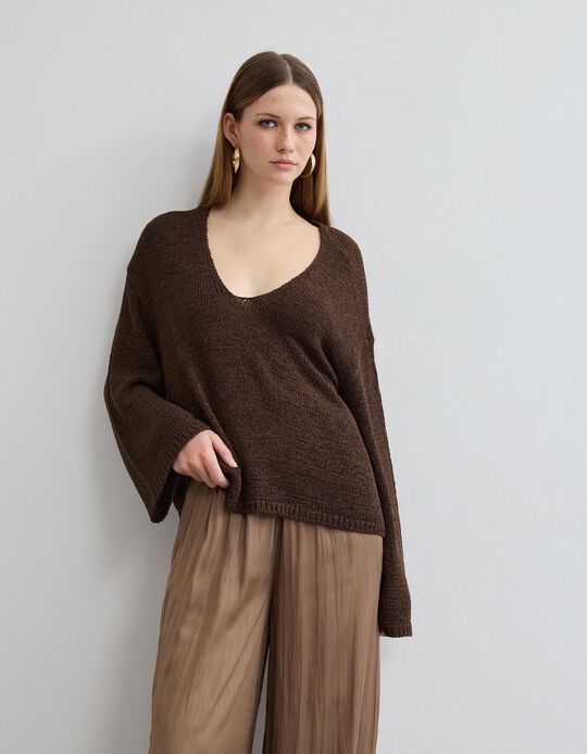 Comprar Online Camisola de Malha, Mulher, Castanho Escuro