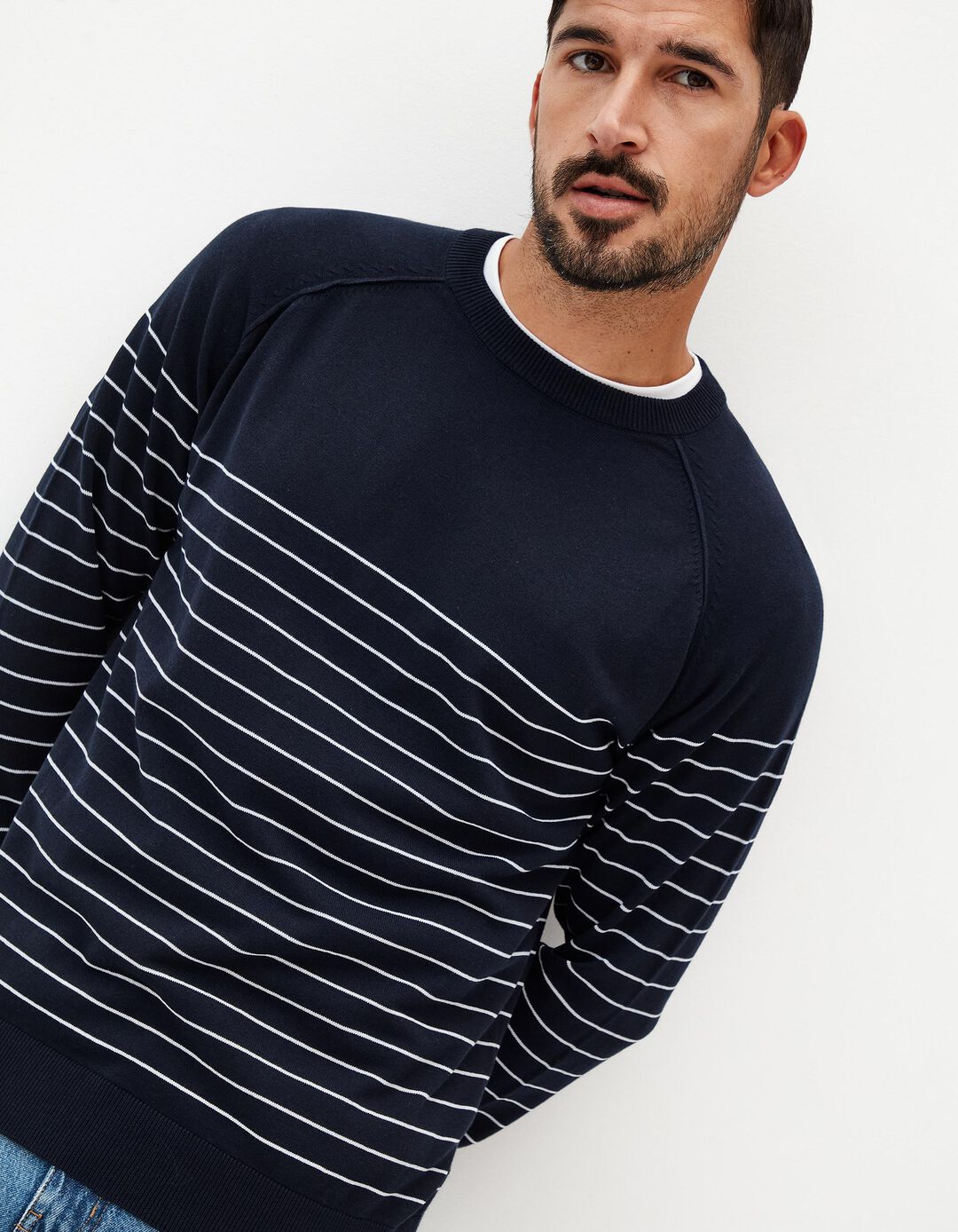 Camisola Riscas, Homem, Azul Escuro