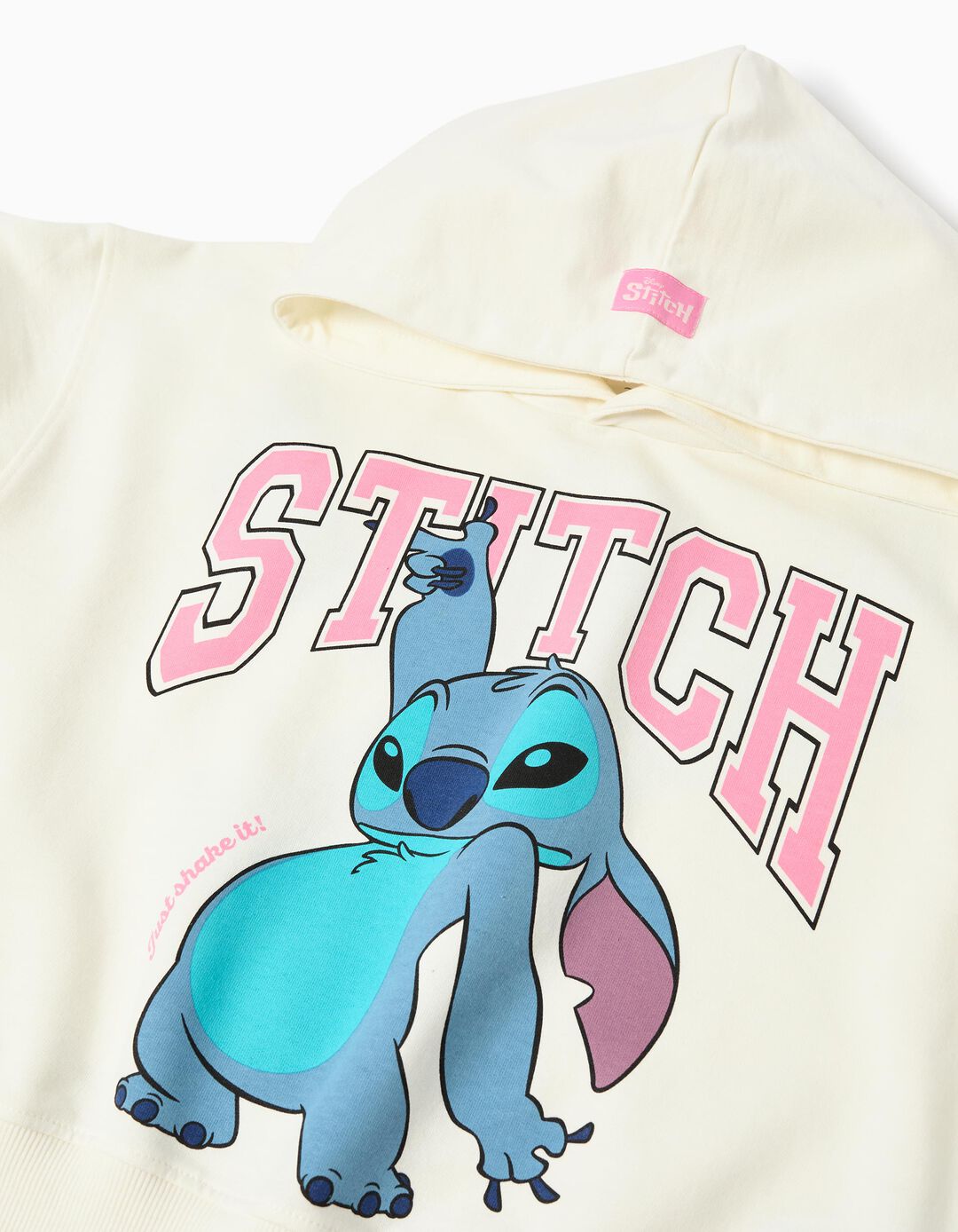 Sweatshirt de Felpa Capuz 'Stitch', Menina, Branco