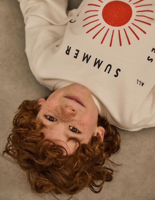 Comprar Online Sweatshirt de Felpa Estampado, Menino, Branco