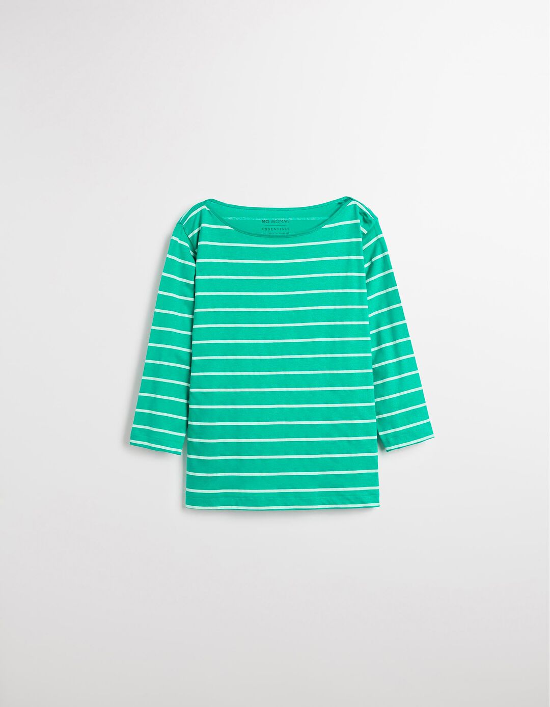 T-shirt de Manga Comprida Riscas, Mulher, Verde
