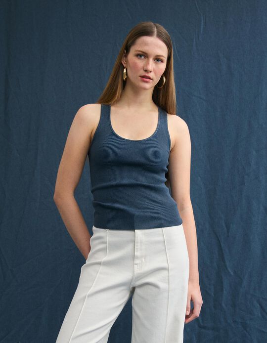 Comprar Online Tank Top Canelado, Mulher, Azul Escuro