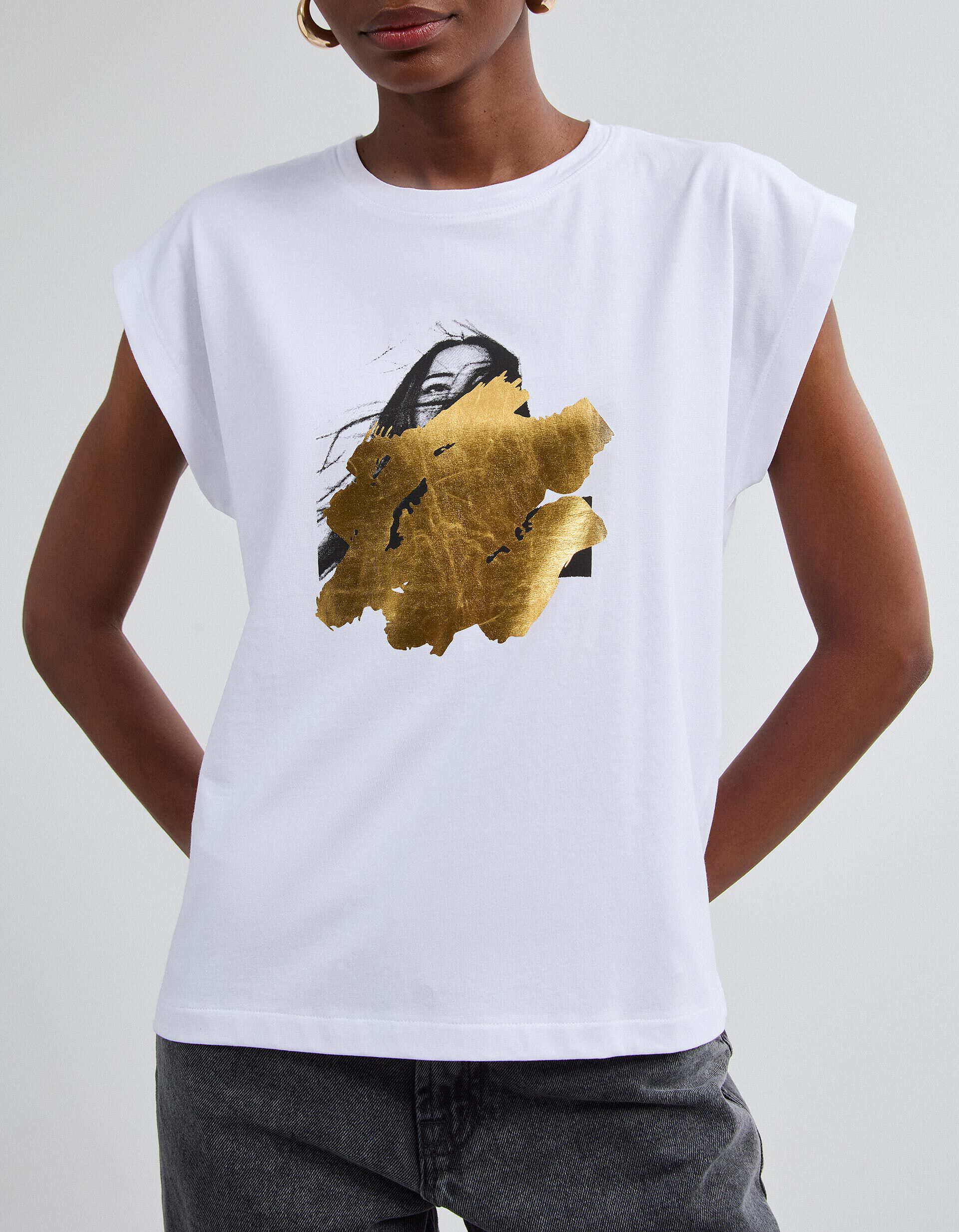 Comprar Online T-shirt Com Estampado Foil, Mulher, Branco