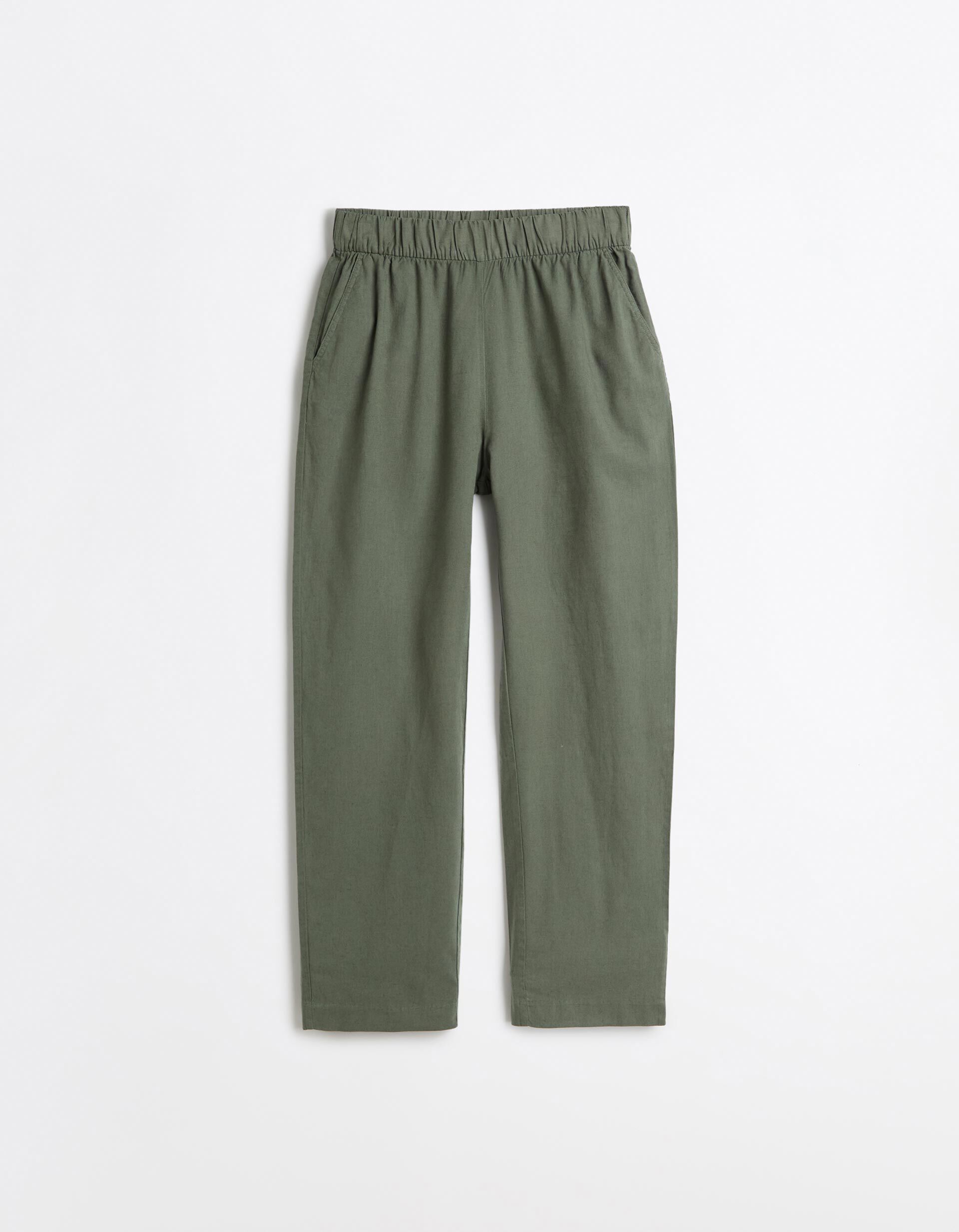 Comprar Online Cal&ccedil;as Com Linho, Mulher, Verde Claro