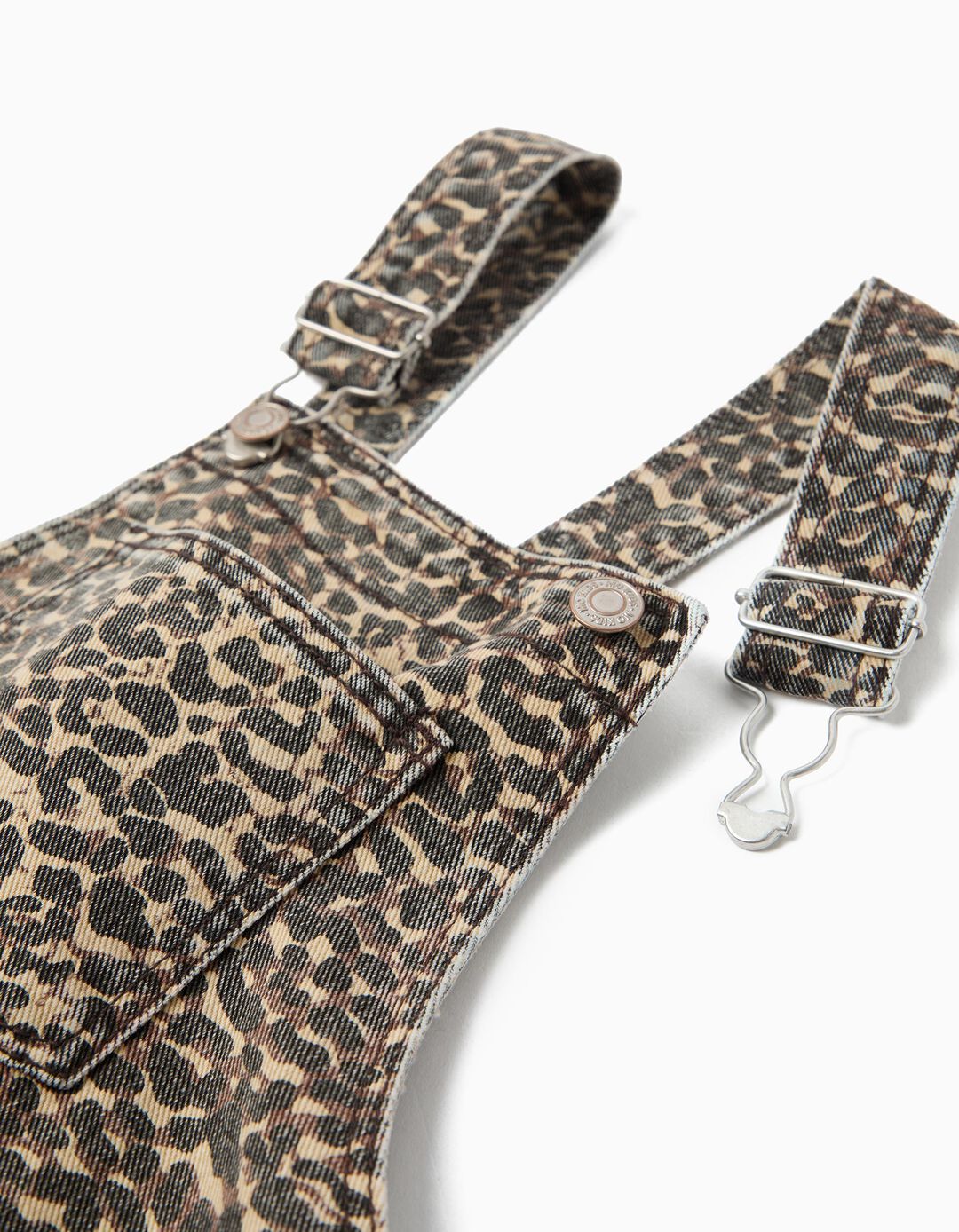 Saia Jardineira Animal Print, Menina, Castanho