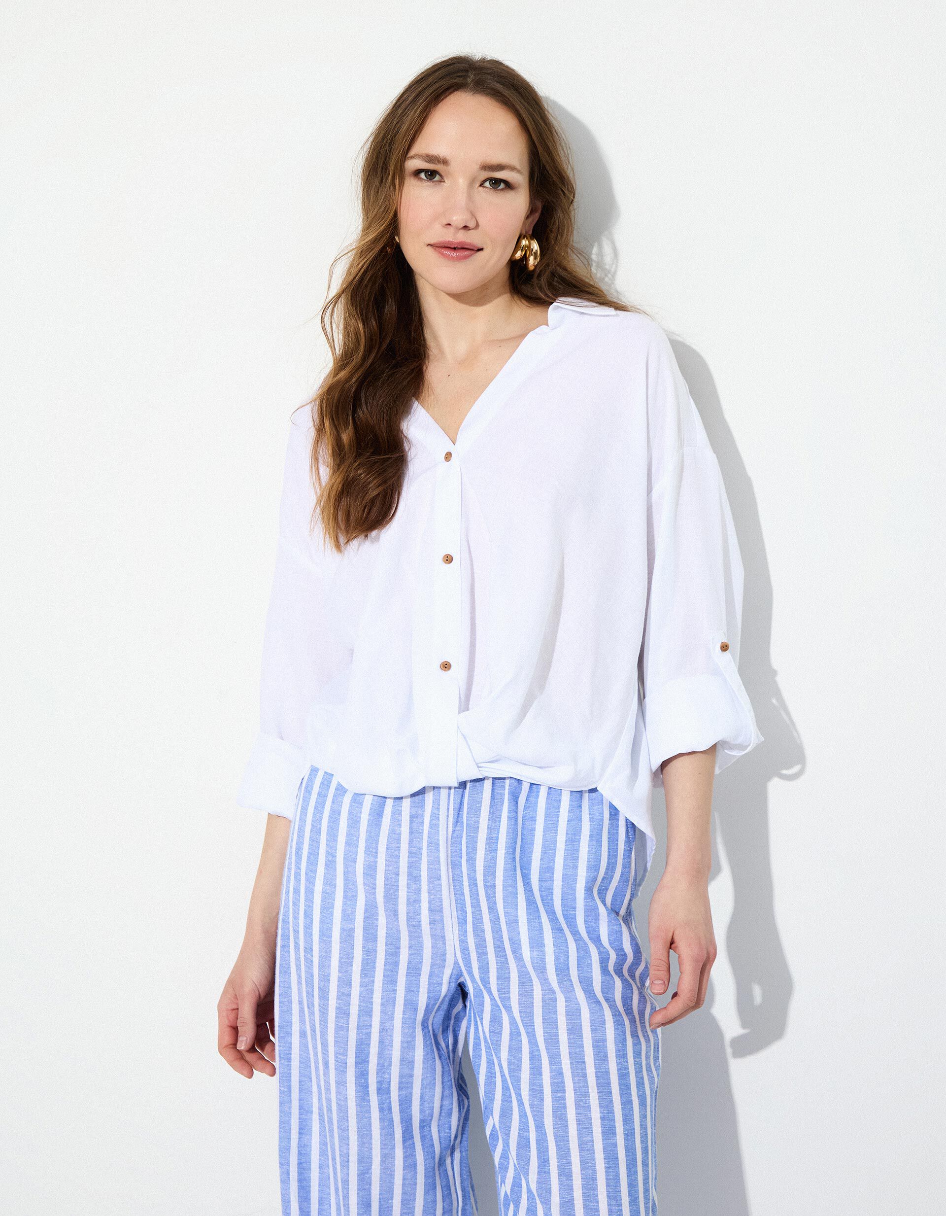 Comprar Online Blusa com Linho, Mulher, Branco 