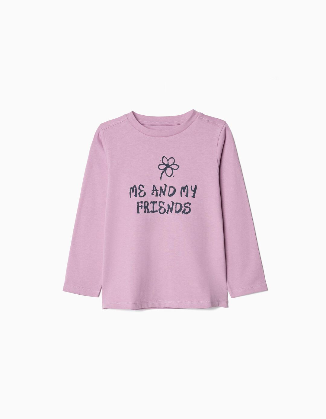 T-shirt de Manga Comprida Estampado, Menina, Lilás