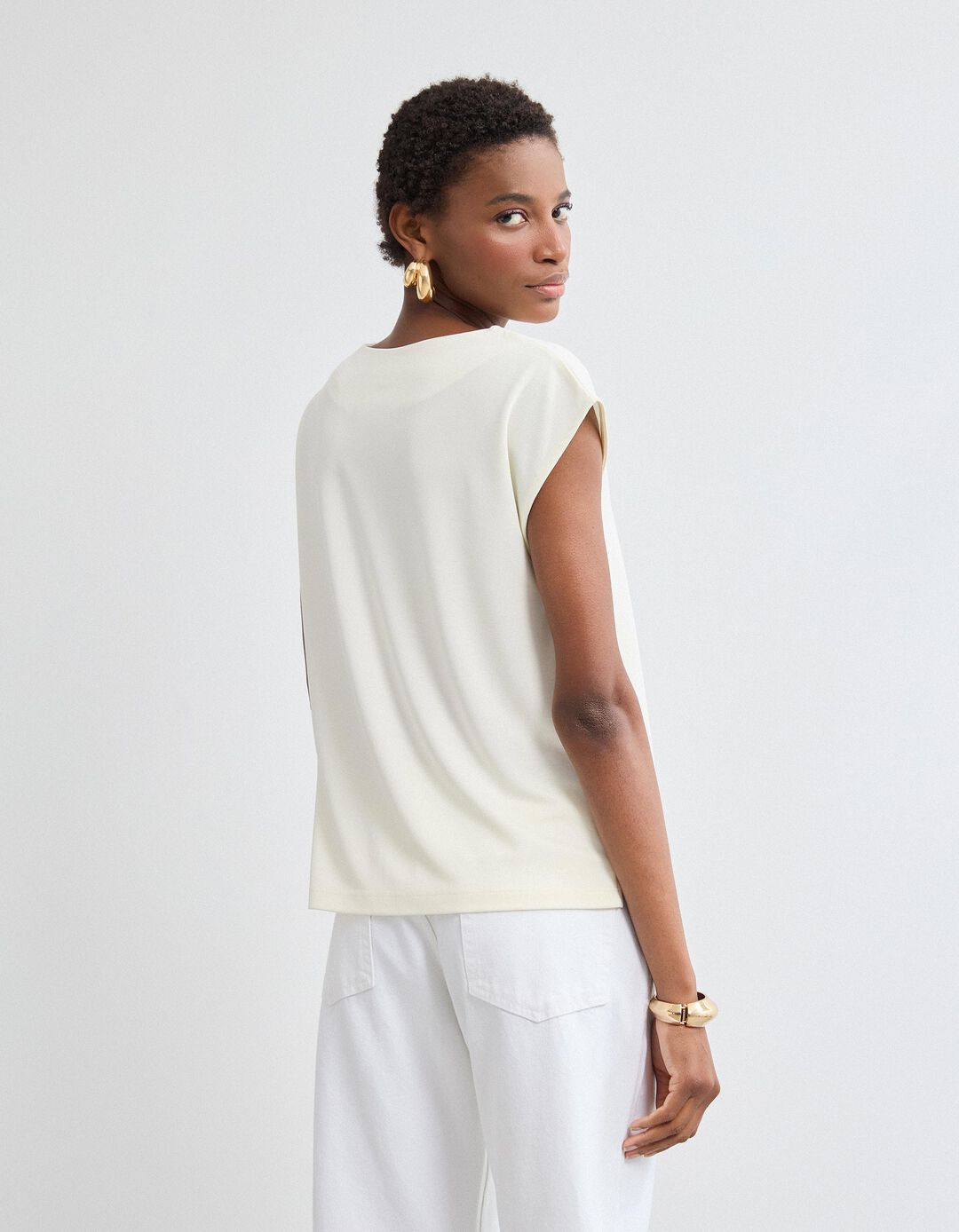 T-shirt, Mulher, Bege Claro