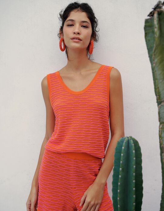 Comprar Online Top Malha Tricotada, Mulher, Laranja Escuro