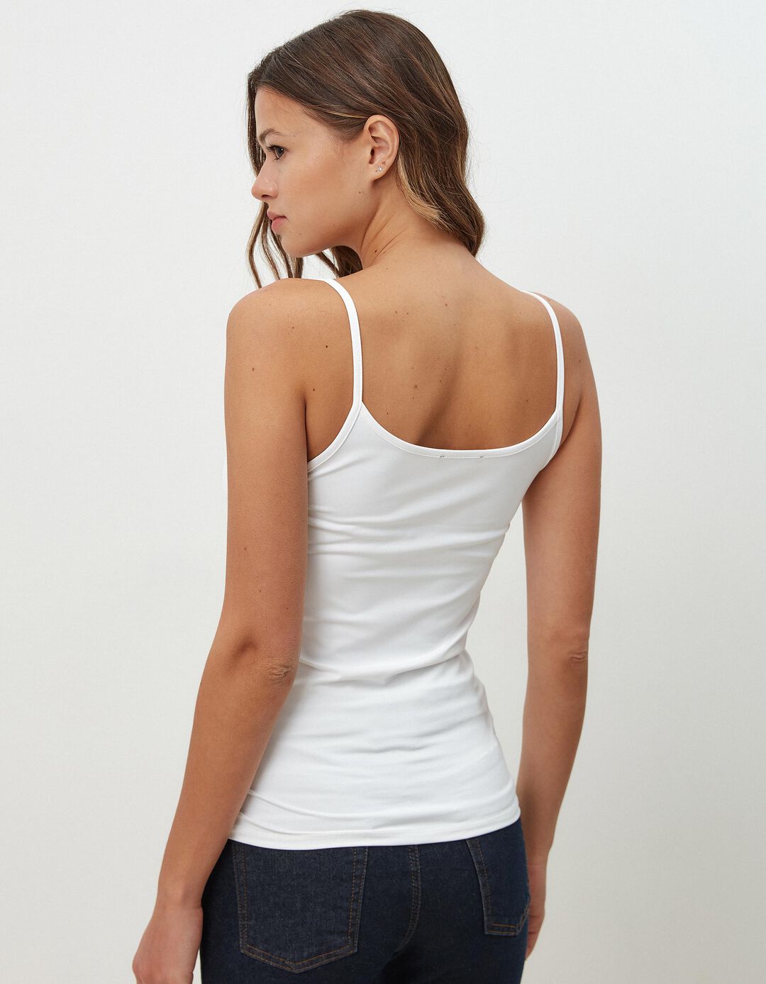 Top de Alças Finas, Mulher, Branco