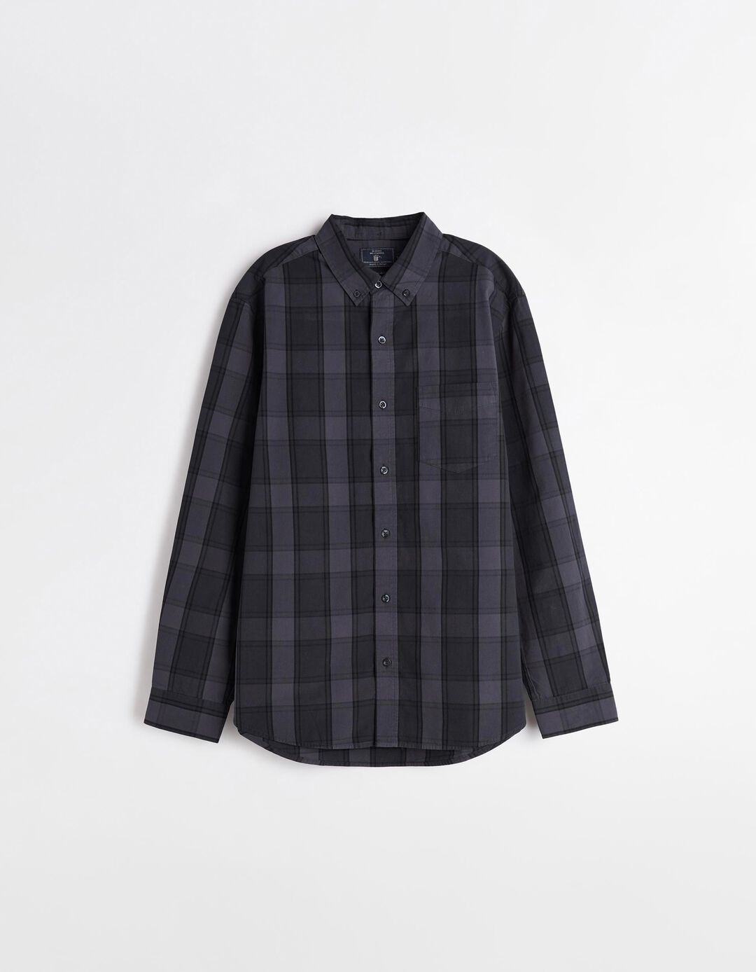 Camisa de Manga Comprida Xadez, Homem, Azul Escuro