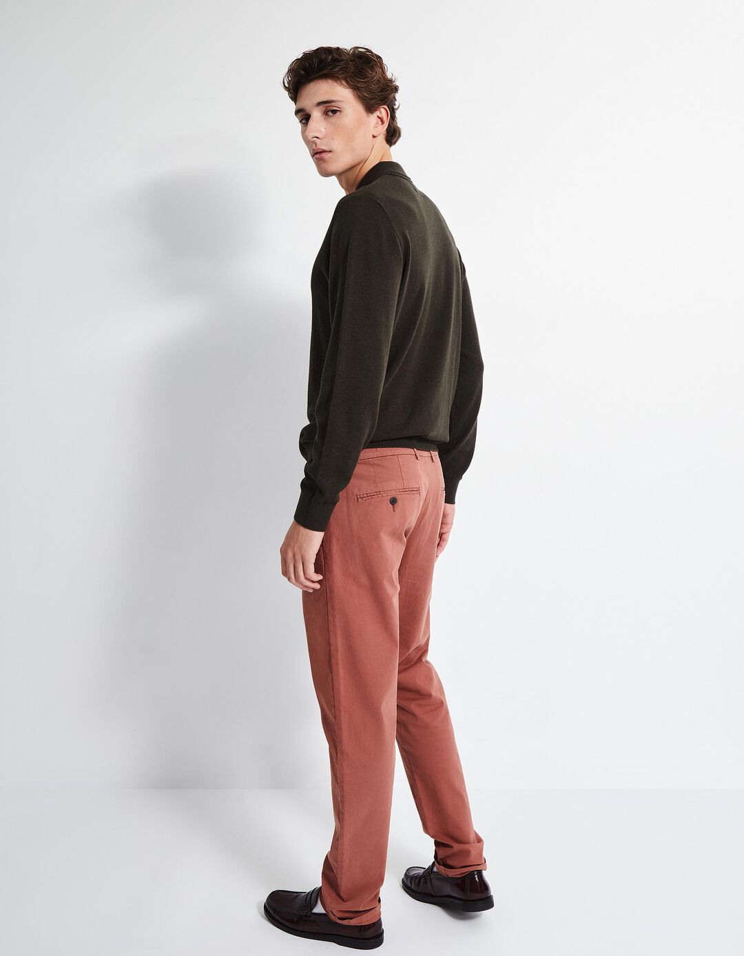 Calças Chino Slim, Homem, Laranja Escuro