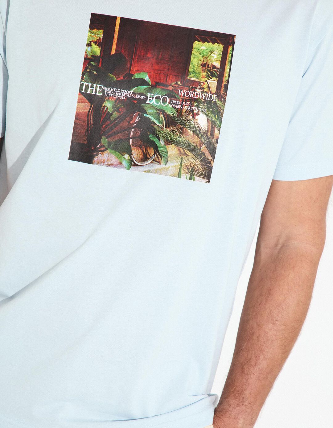 T-shirt Jersey Print, Homem, Azul Claro