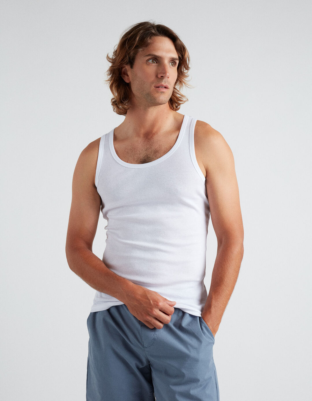 Pack 2 Camisolas Interiores sem Mangas, Homem, Branco