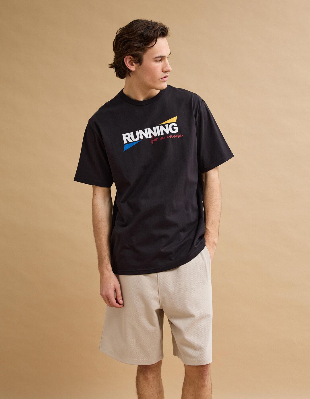 T-shirt Heavy Jersey Estampada, Homem, Preto