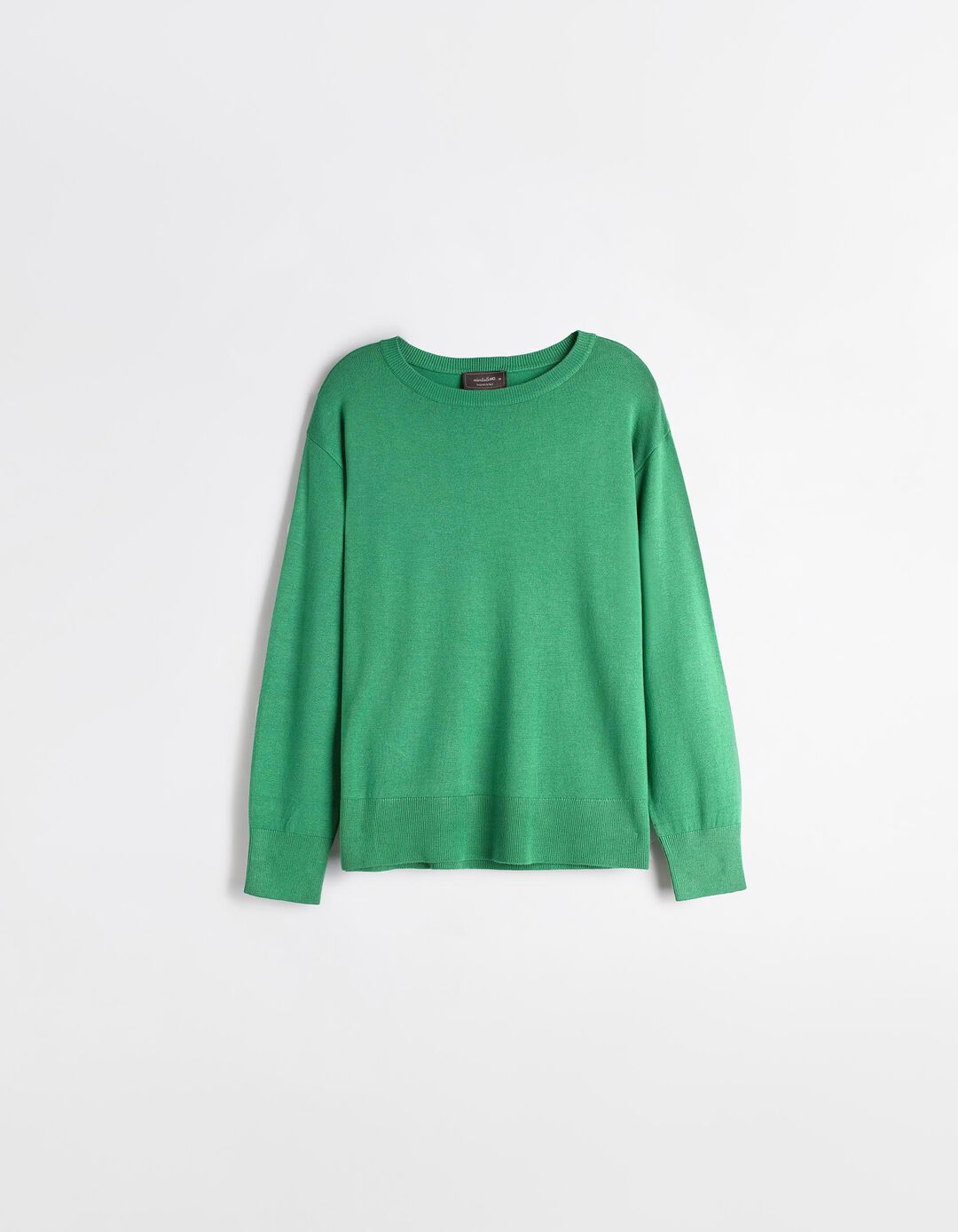 Camisola de Malha Decote Redondo, Mulher, Verde