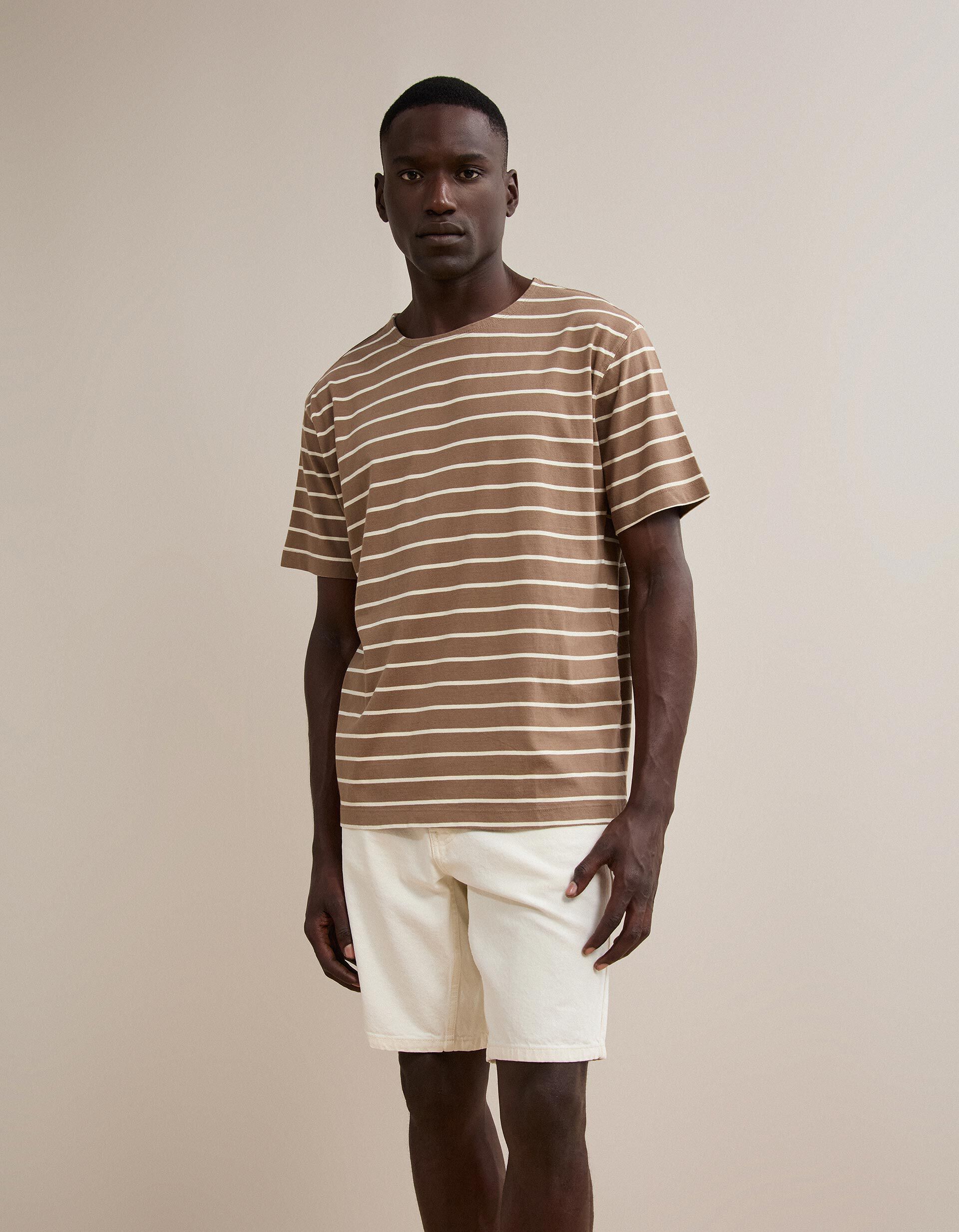 Comprar Online T-shirt &Agrave;s Riscas, Homem, Castanho