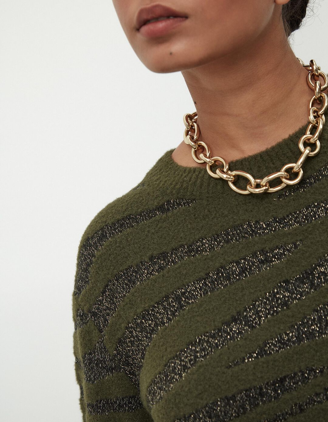 Camisola de Malha Zebra, Mulher, Verde