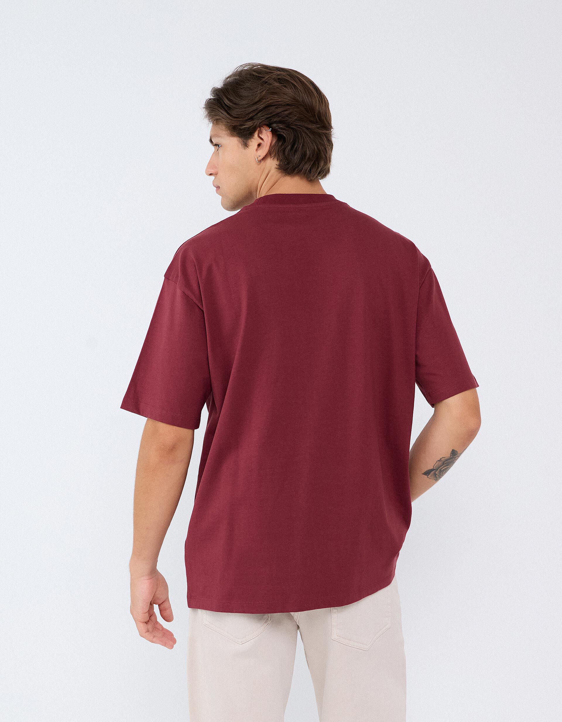 Comprar Online T-shirt 'Loose Fit', Homem, Vermelho Escuro