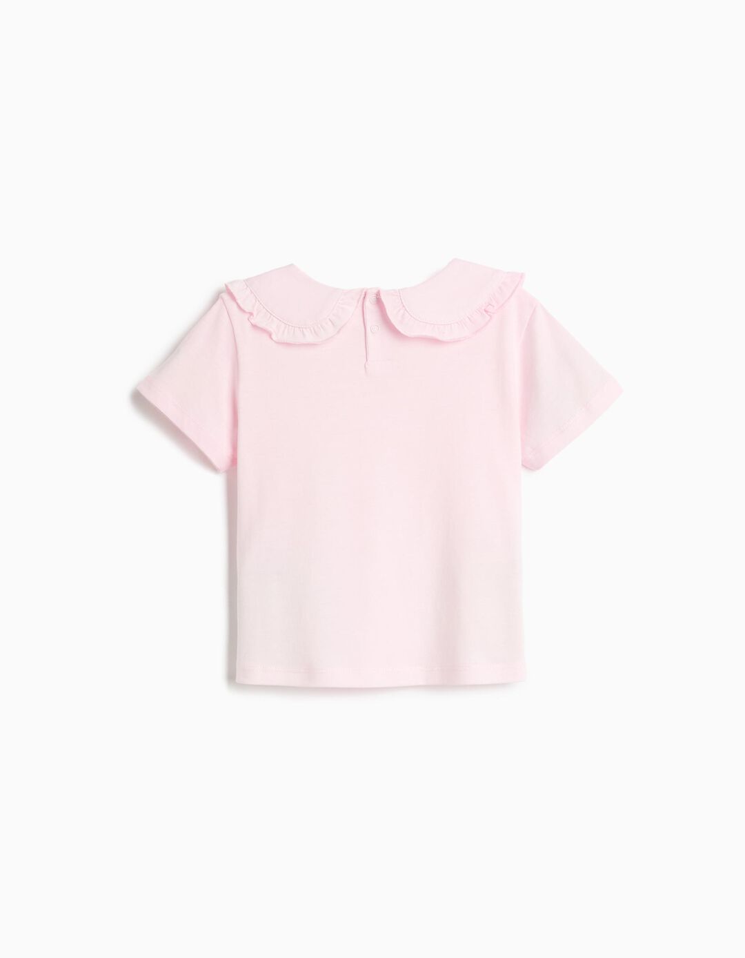 T-shirt Com Gola, Menina, Rosa Claro