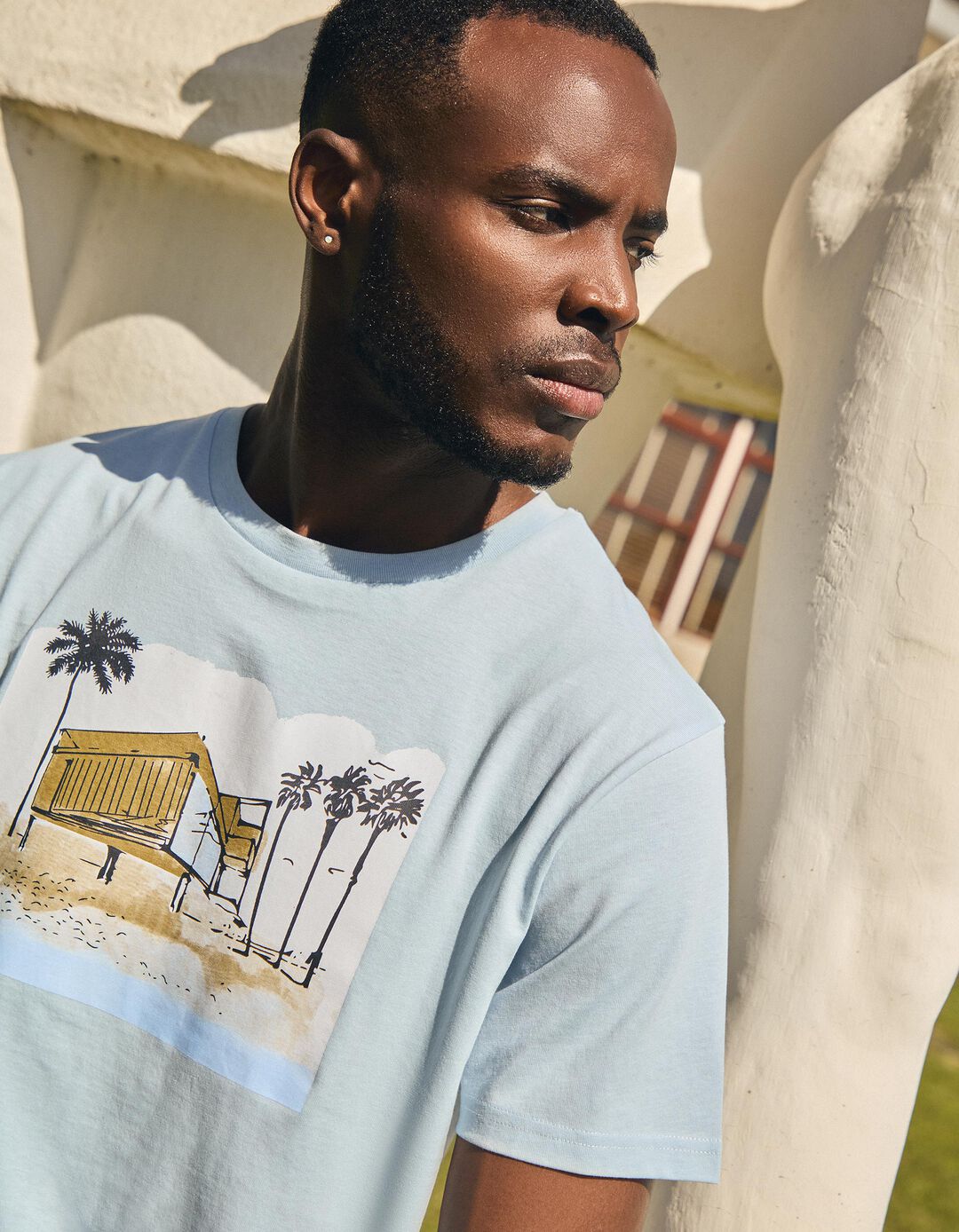 T-shirt Jersey Print, Homem, Azul Claro 