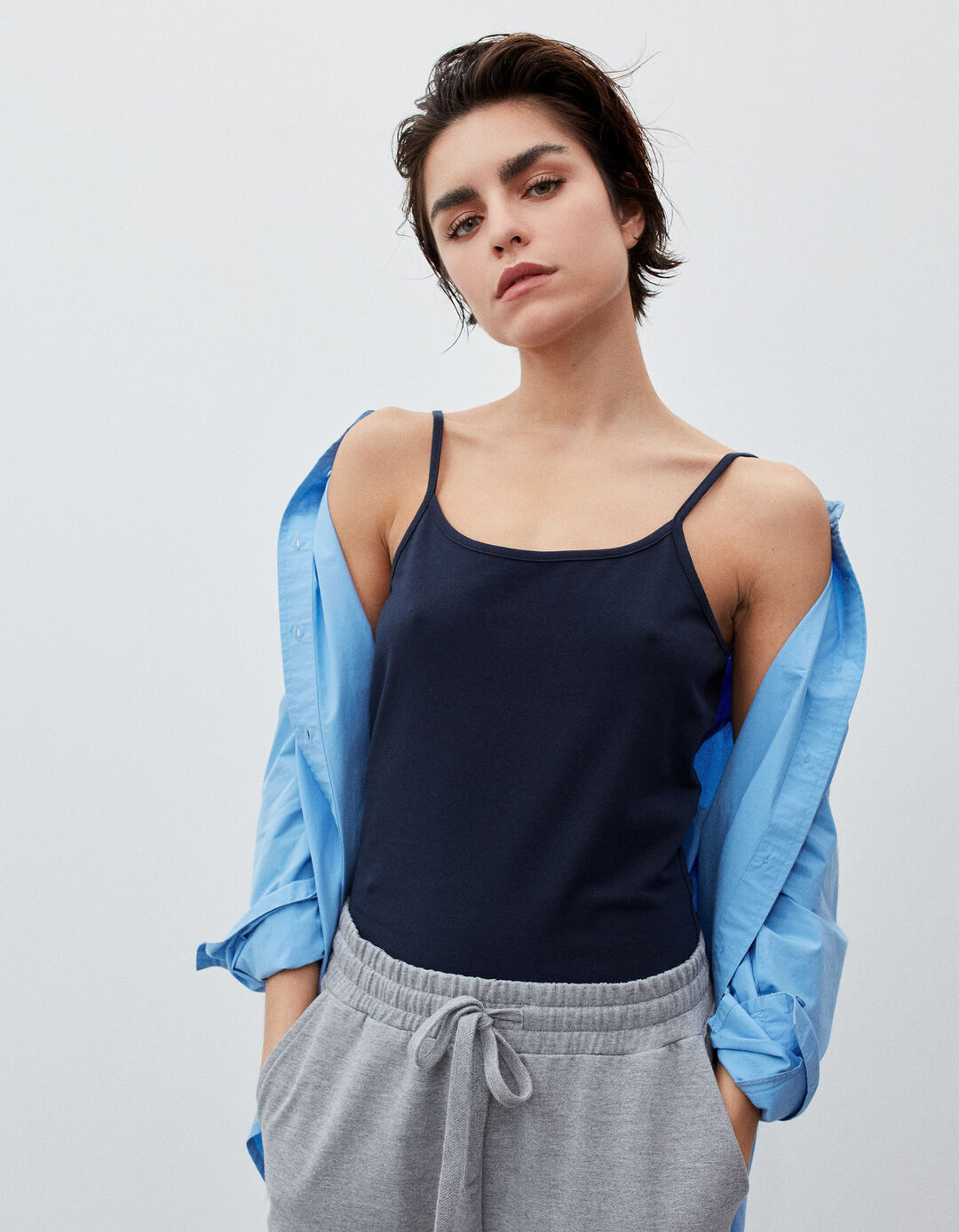 Top Básico, Mulher, Azul Escuro